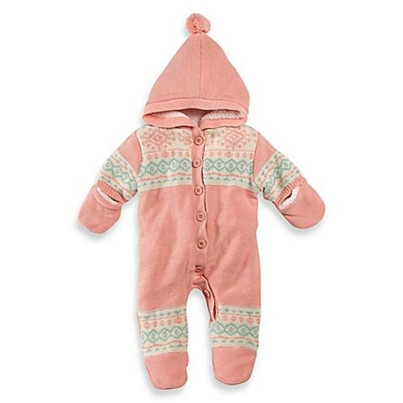 Set of Two Pink Hooded Winter Coverall Onesies - Jessica Simpson & Carters - Picture 2 of 7